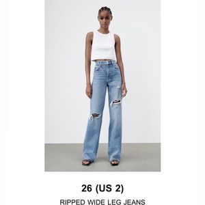 Zara Ripped Wide Leg Jeans